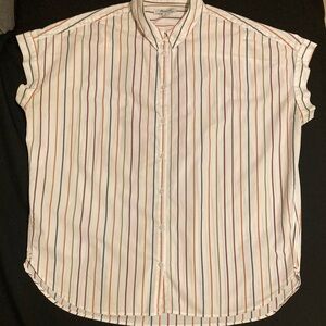 Madewell Central Shirt Button Down Top Sadie Stripe Boxy Lagging Look￼